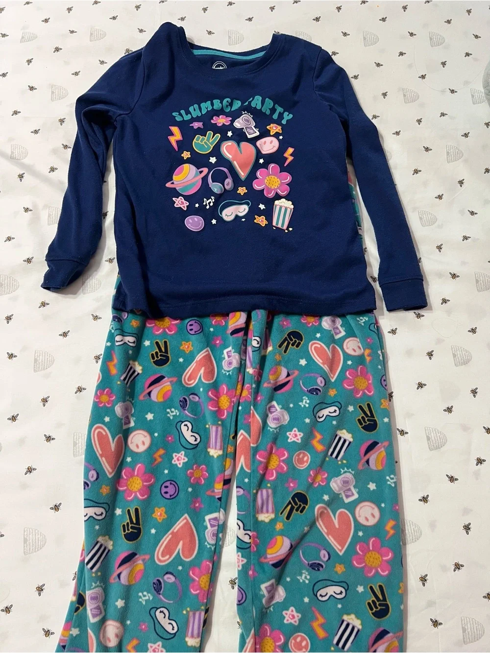 wonder nation Teal Floral & Icon Print Pajama Bottoms with Pink Accents